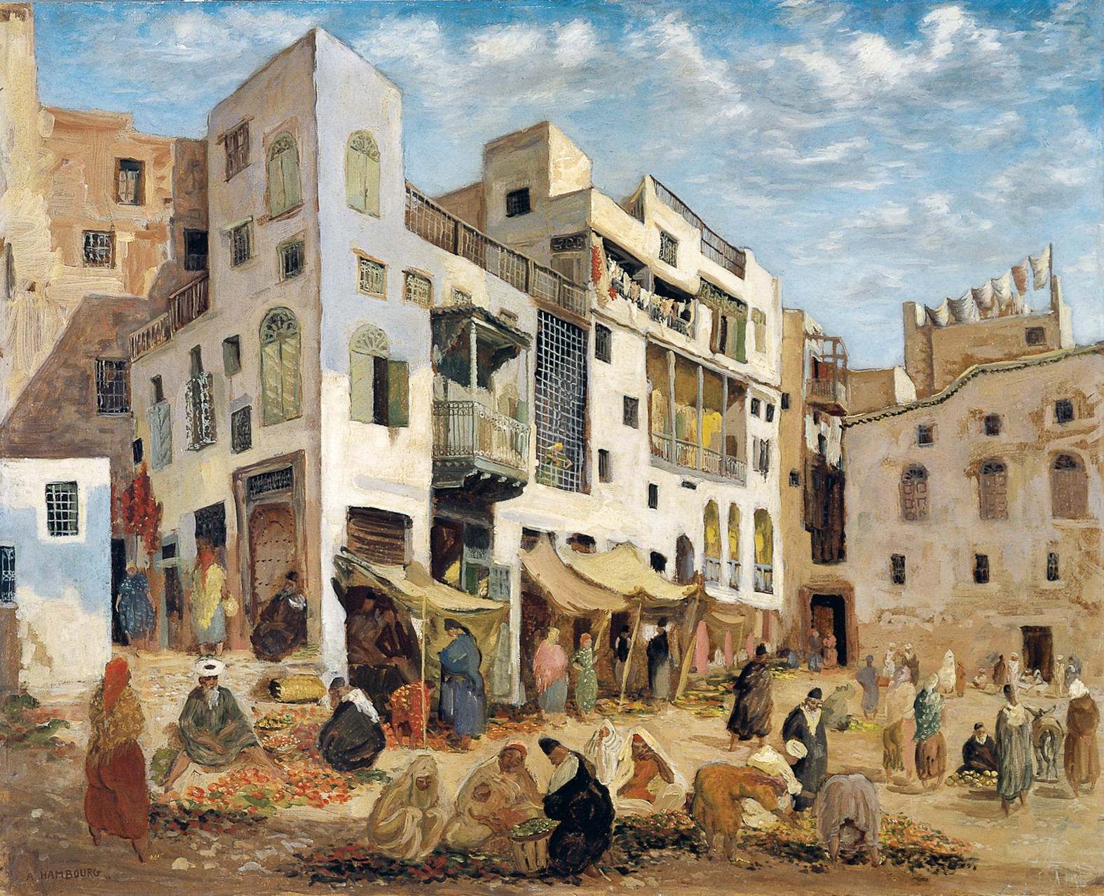 «Le marché du Mellah» 1940, 80cmx100cm, MG 124