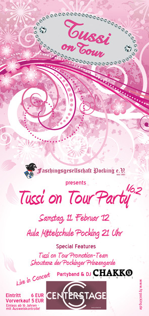 Flyer zur Tussi on Tour Party 2012