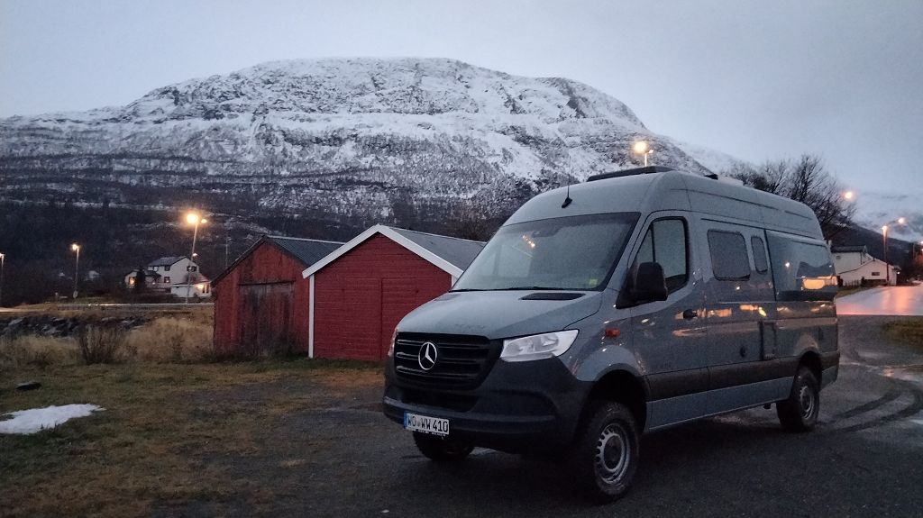 Übernachtung in Bjerkvik, Regen bei 5°C