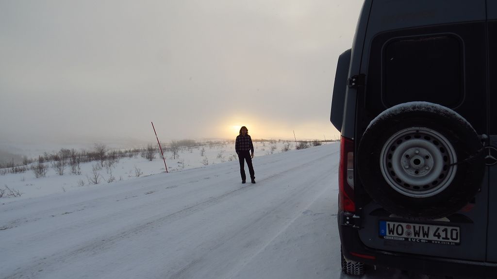 Höchster Punkt auf dem Saltfjellet, 694 müM,  -12°C