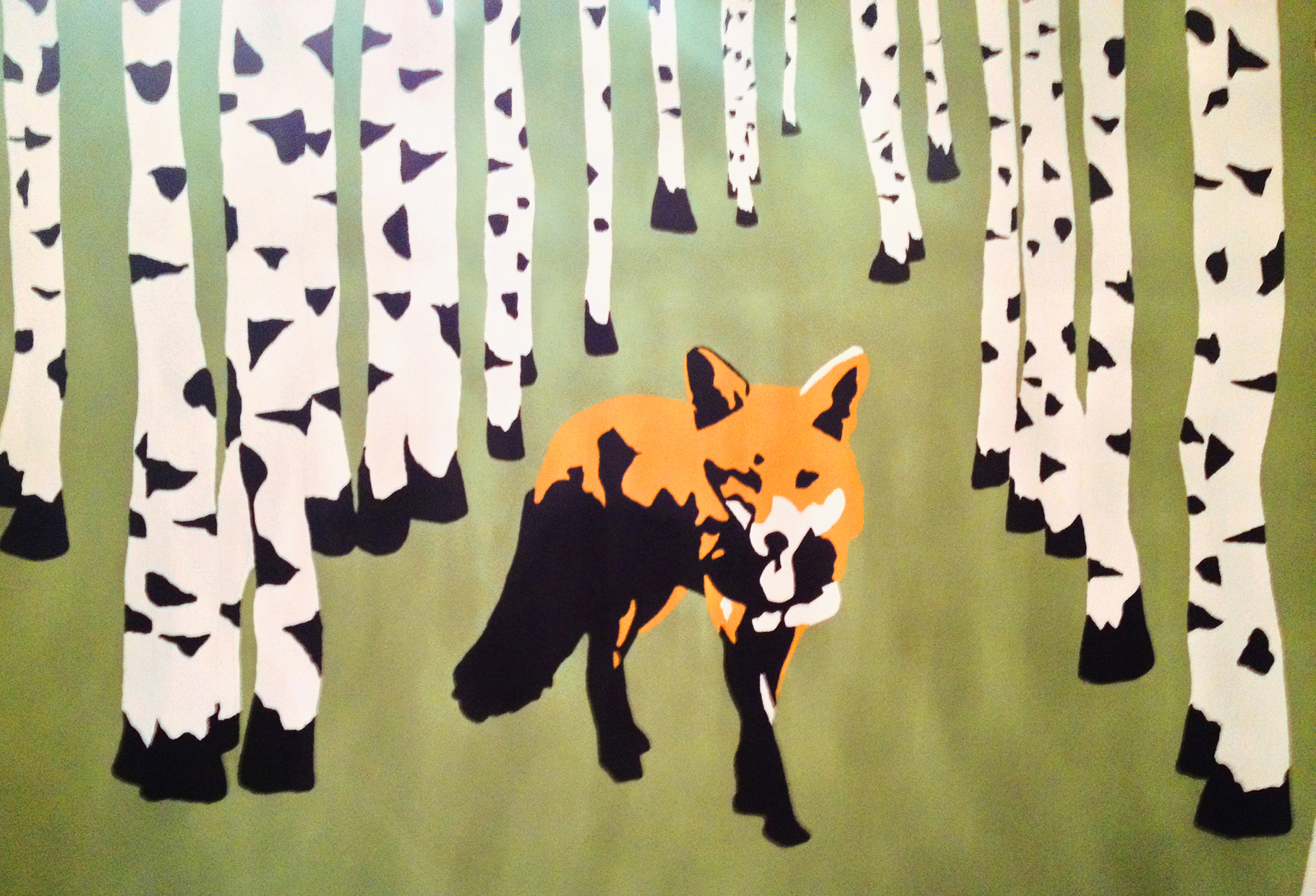 Fuchs im Birkenwald, Wand Bemalung