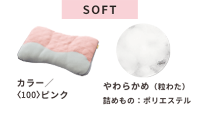 COCOMADEまくら　柔らかめSOFT粒わたの商品写真