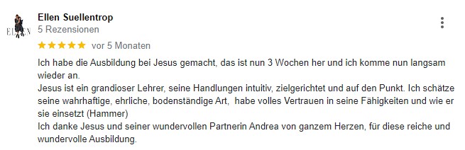 Erfahrungsbericht Teilnehmerin der Geistheilerausbildung Jesus Lopez 2023