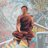Jesus Buddha levitiert über Comics, Meditation