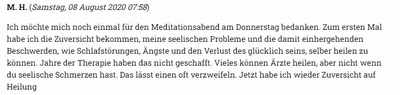 Zuversicht, nach Meditationsabend bei Jesus Lopez