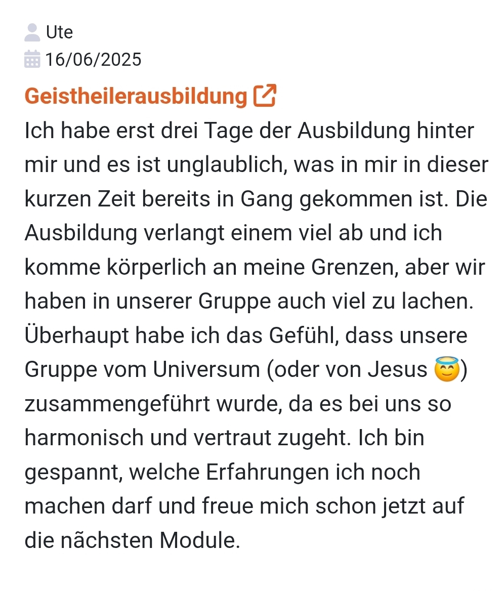 Erfahrungsbericht Geistheilerausbildung 2025
