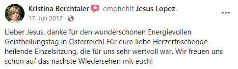 Facebook Empfehlung Geistheiler Jesus Lopez 18