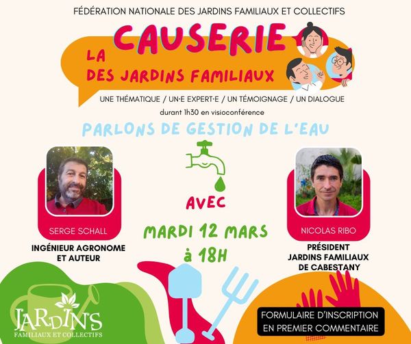 Causerie des jardins familiaux le 12 mars sur la gestion de l'eau