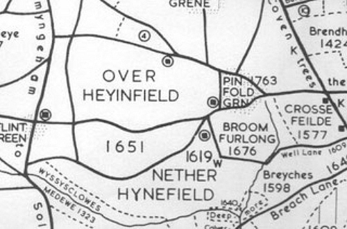 An extract from John Morris Jones' map of medieval Yardley