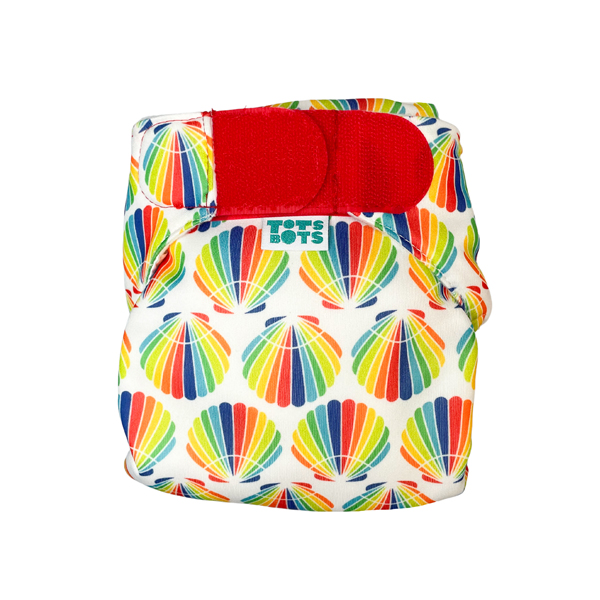 Waschbare Baby-Schwimmwindel mit farbigen Muscheln von Tots Bots