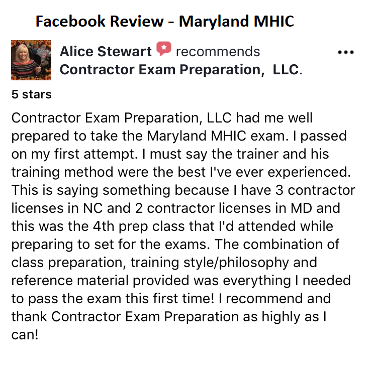 Maryland MHIC Contractor License Course
