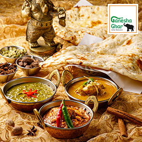Indian curry spread at GaneshaGhar Kobe