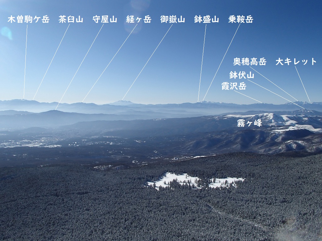 茶臼山展望台より木曽駒御嶽方面展望図