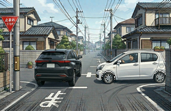 信号のない交差点で一時不停止
