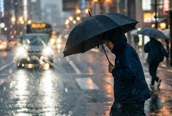 雨天時,歩行者,傘,視界不良