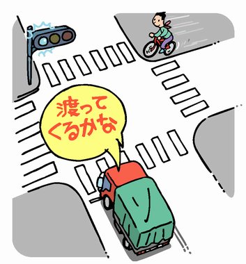 信号守らせ隊 死亡事故の 自転車の信号無視