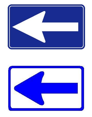 一方通行 と 左折可 の標識はどちらも青い矢印 人と車の安全な移動をデザインするシンク出版株式会社