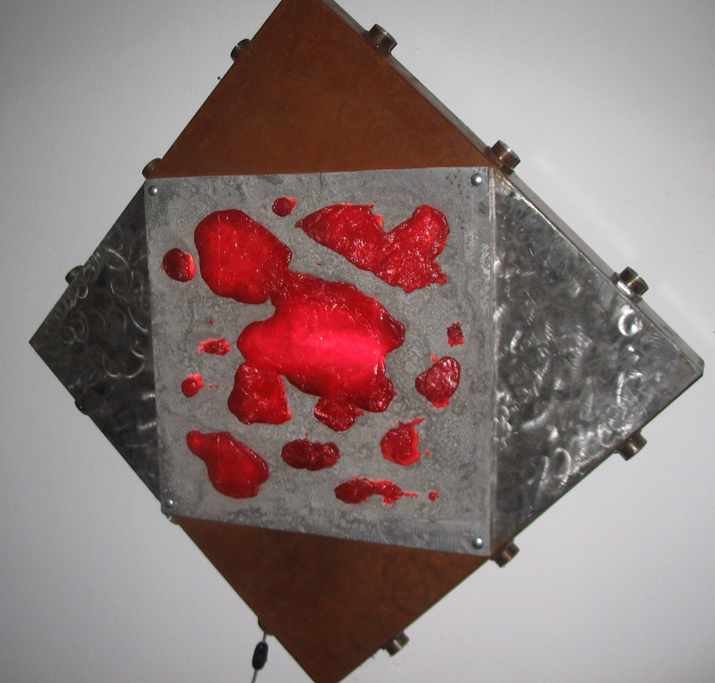 "Energy #04" a/1 Scultura 2003-alluminio/ferro/polix/neon- cm95x95x11
