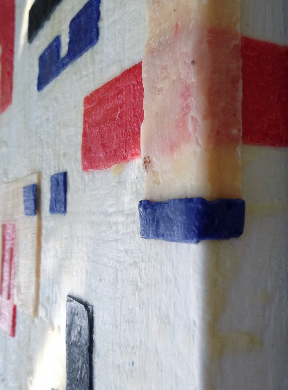 -Urban relief # 05 - 2014  - scented wax stratification on canvas ( bottom side) cm 40 x 40 x 5