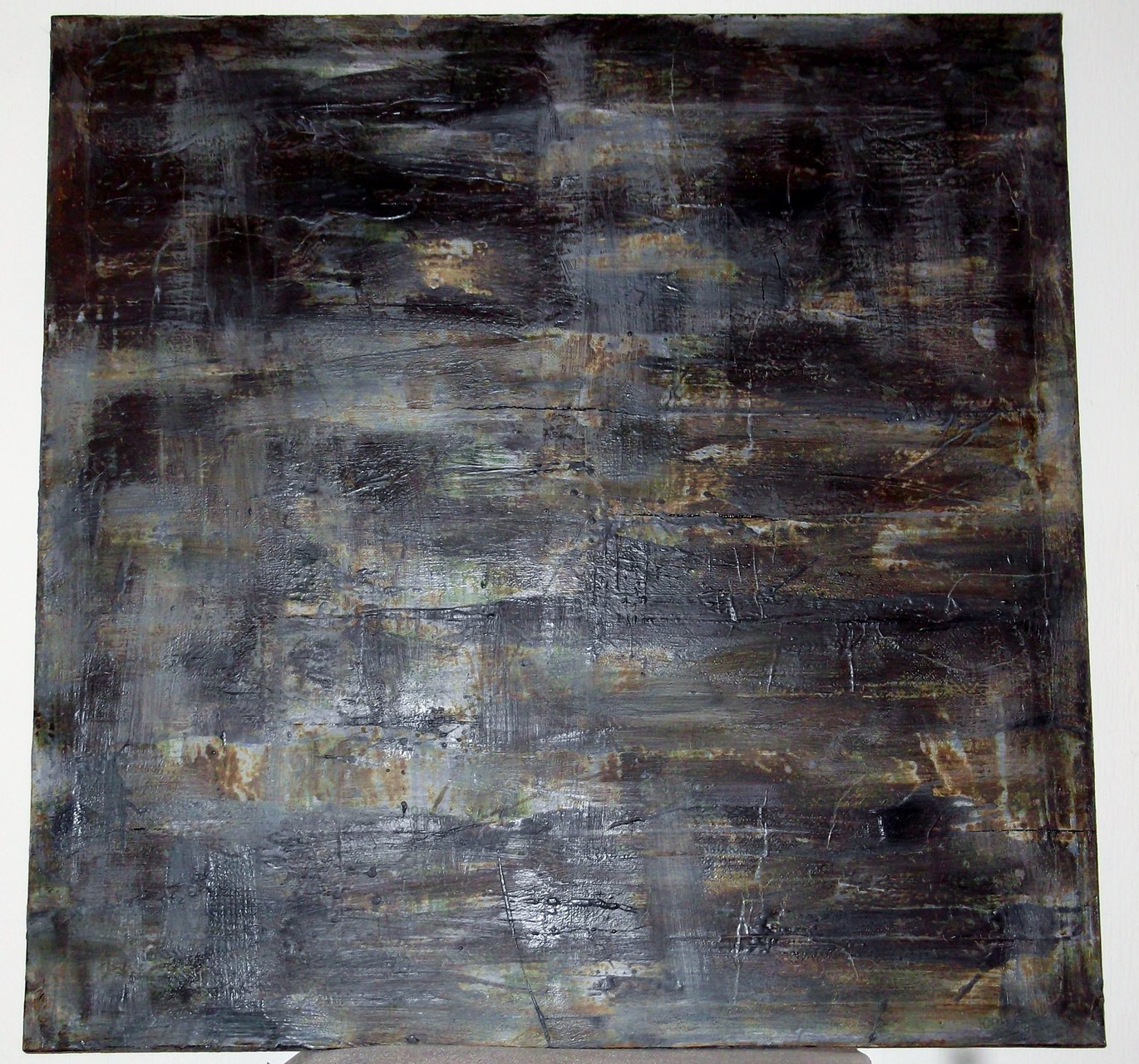 Black dollars - 1/1 2011 notes covered of scented wax on canvas cm ( 100x100x2)