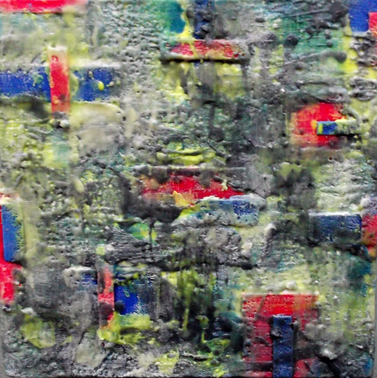 UNDER NATURE SITE ( City on water ) " Venice # 01" 2014 - scented wax stratification on canvas - ( front side)  cm 40 x 40 x 5