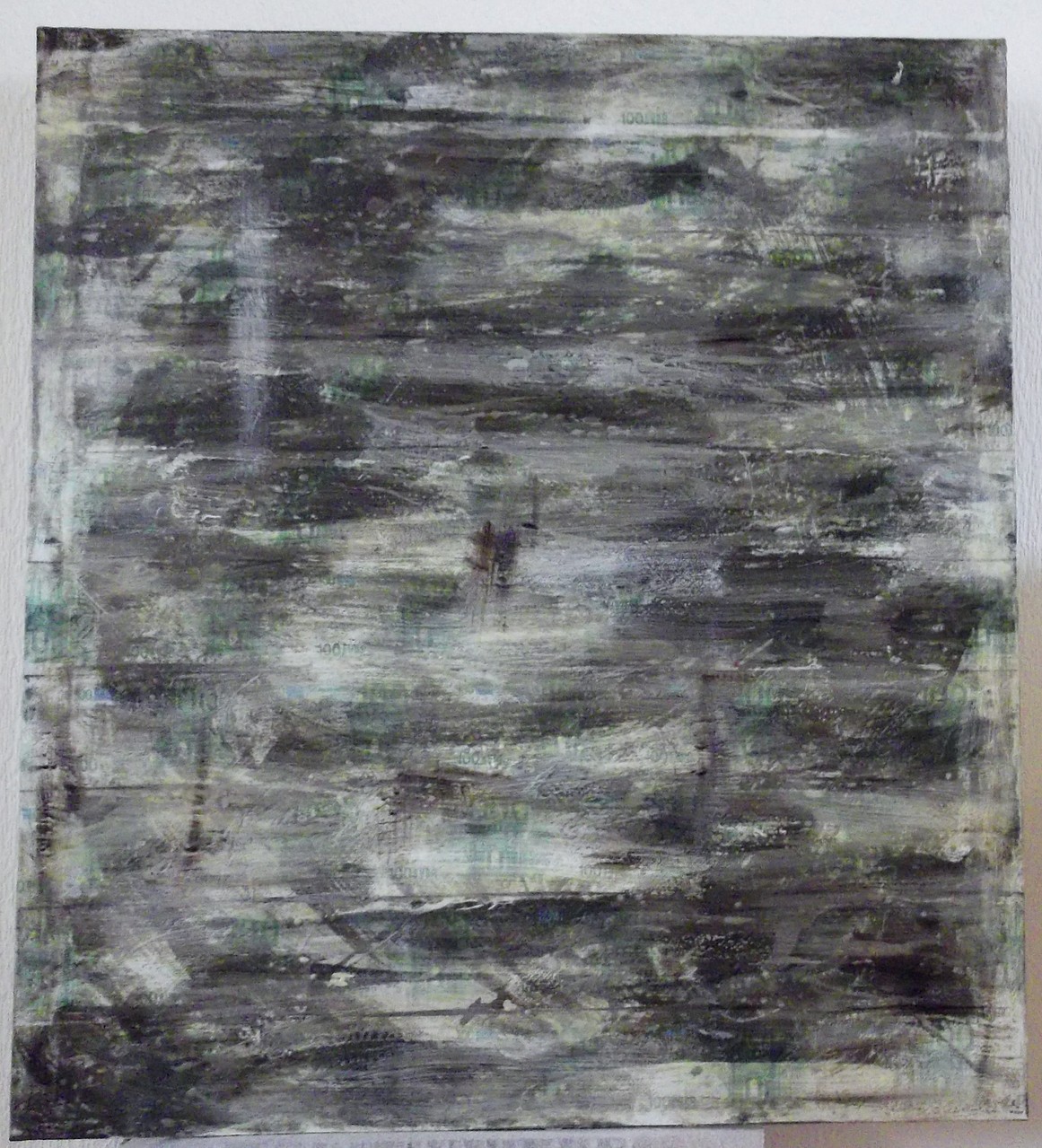 Euroland # 02 -1/1 2011 notes covered of scented wax on canvas cm (90x90x2)