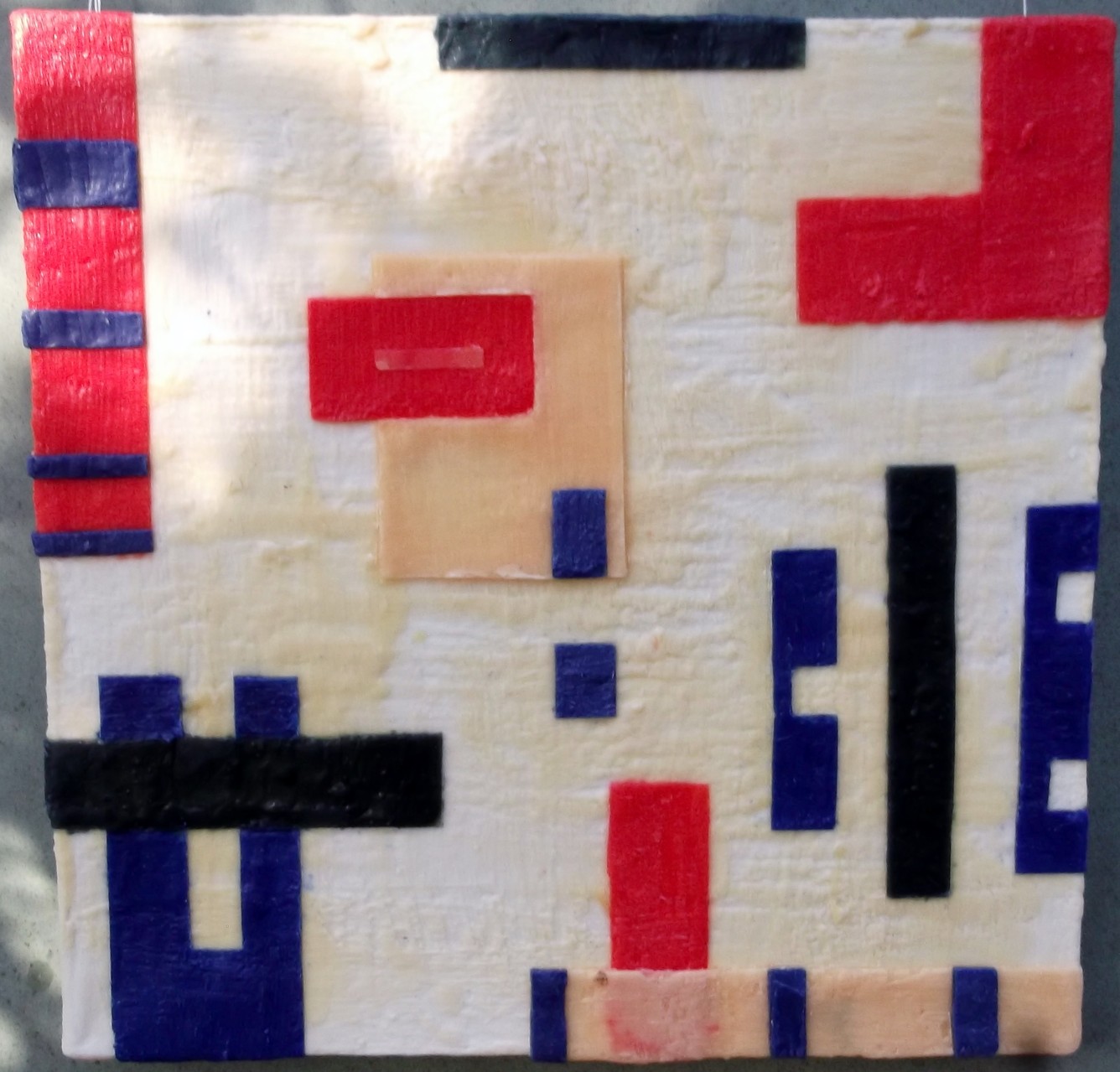 -Urban relief # 05 - 2014- scented wax stratification on canvas - ( front) cm 40 x 40 x 5