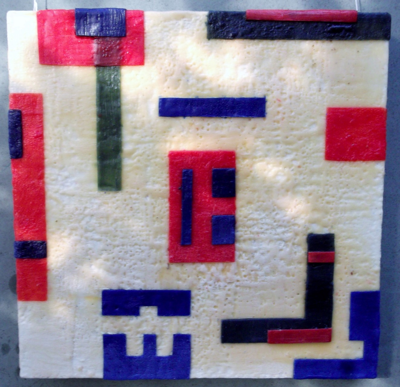 -Urban relief # 07 - 2014 -  scented wax stratification on canvas - ( front side ) cm 40 x 40 x 5