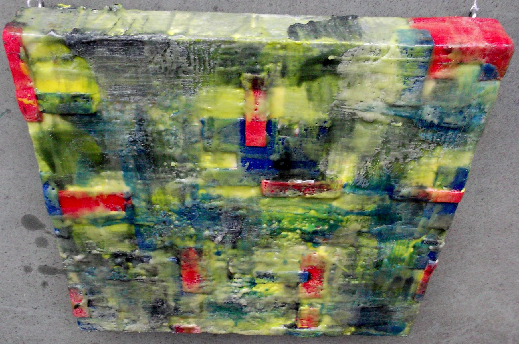 UNDER NATURE SITE ( City on water ) " Venice # 02" 2014 - scented wax stratification on canvas - ( top side)  cm 40 x 40 x 5