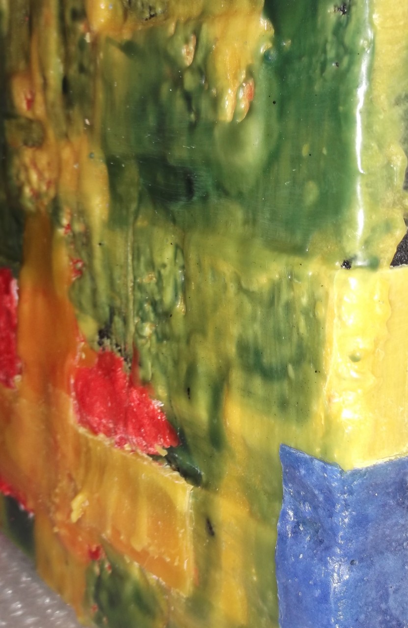 -Memory of site # 01 -  2014 - scented wax stratification on canvas- ( right side) cm 40 x 40 x 5