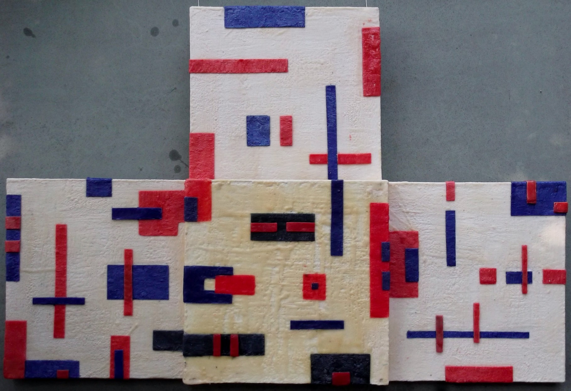 -Urban relief # 10 - 2014 - scented wax stratification on canvas- ( front side ) cm 140 x 80 x 15
