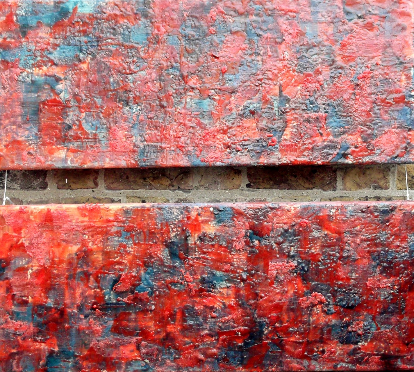 Origin nature # 02 ( diptych) 2014 - scented wax stratification on canvas - ( front side)-  cm 100 x 90 x 5 