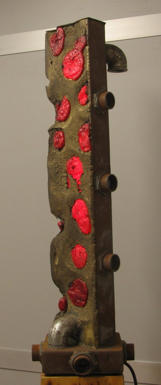 "Energy #07" Scultura 2006 -bronzo/ferro/polix/neon- cm 25x 80h x 25