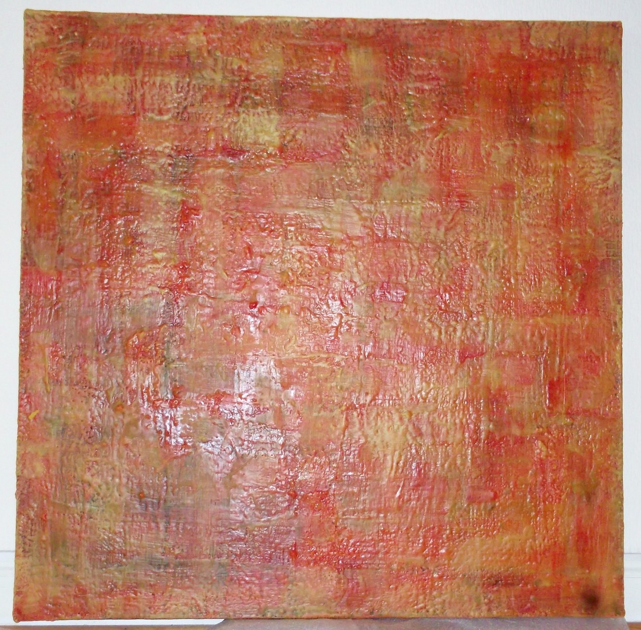 Primordial nature 02- 2014 scented wax stratification on canvas - ( front side)  cm 100 x 100 x 5 