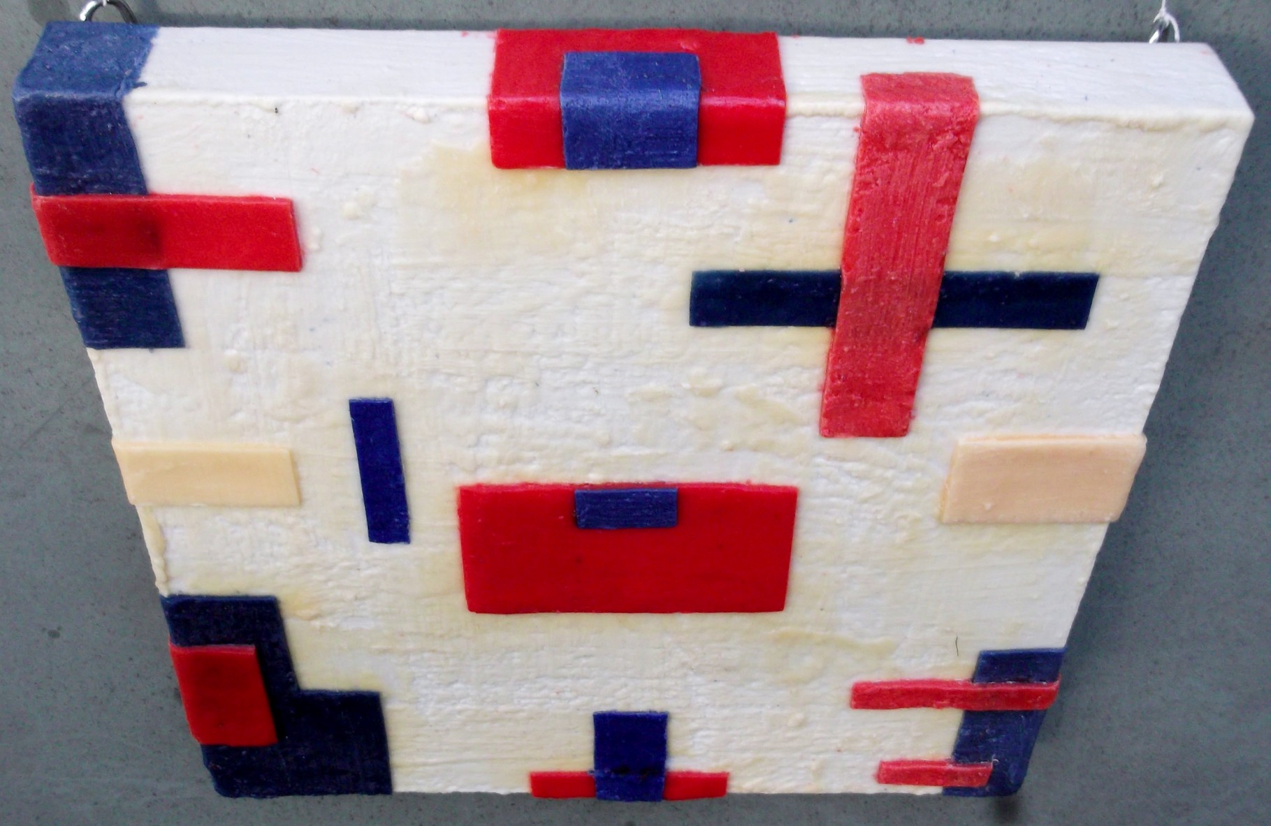 -Urban relief # 06 - 2014 - scented wax stratification on canvas - ( top side ) cm  40 x 40 x 5