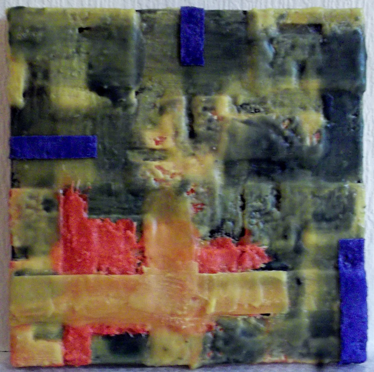 -Memory of site # 01 -  2014 - scented wax stratification on canvas- ( front side) cm 40 x 40 x 5