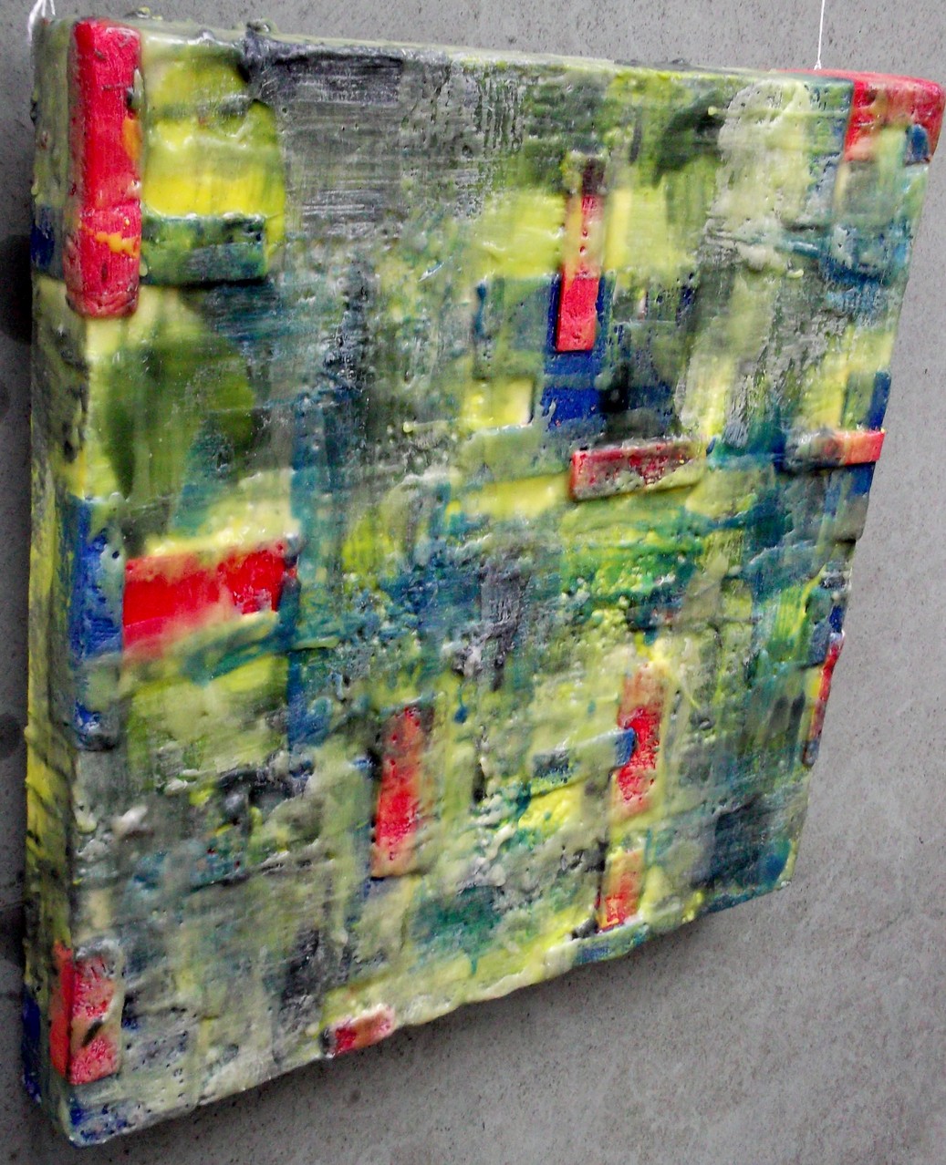 UNDER NATURE SITE ( City on water ) " Venice # 02" 2014 - scented wax stratification on canvas - ( left side) cm 40 x 40 x 5