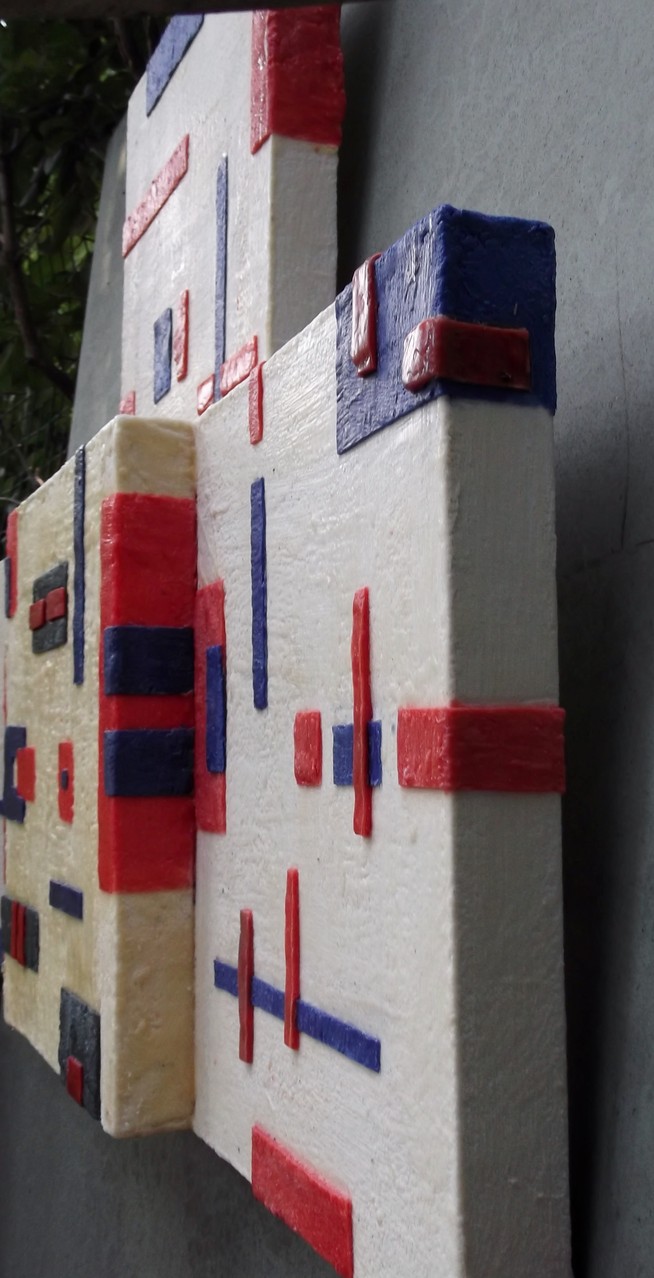 -Urban relief # 10 - 2014 - scented wax stratification on canvas - ( right side) cm 140 x 80 x 15