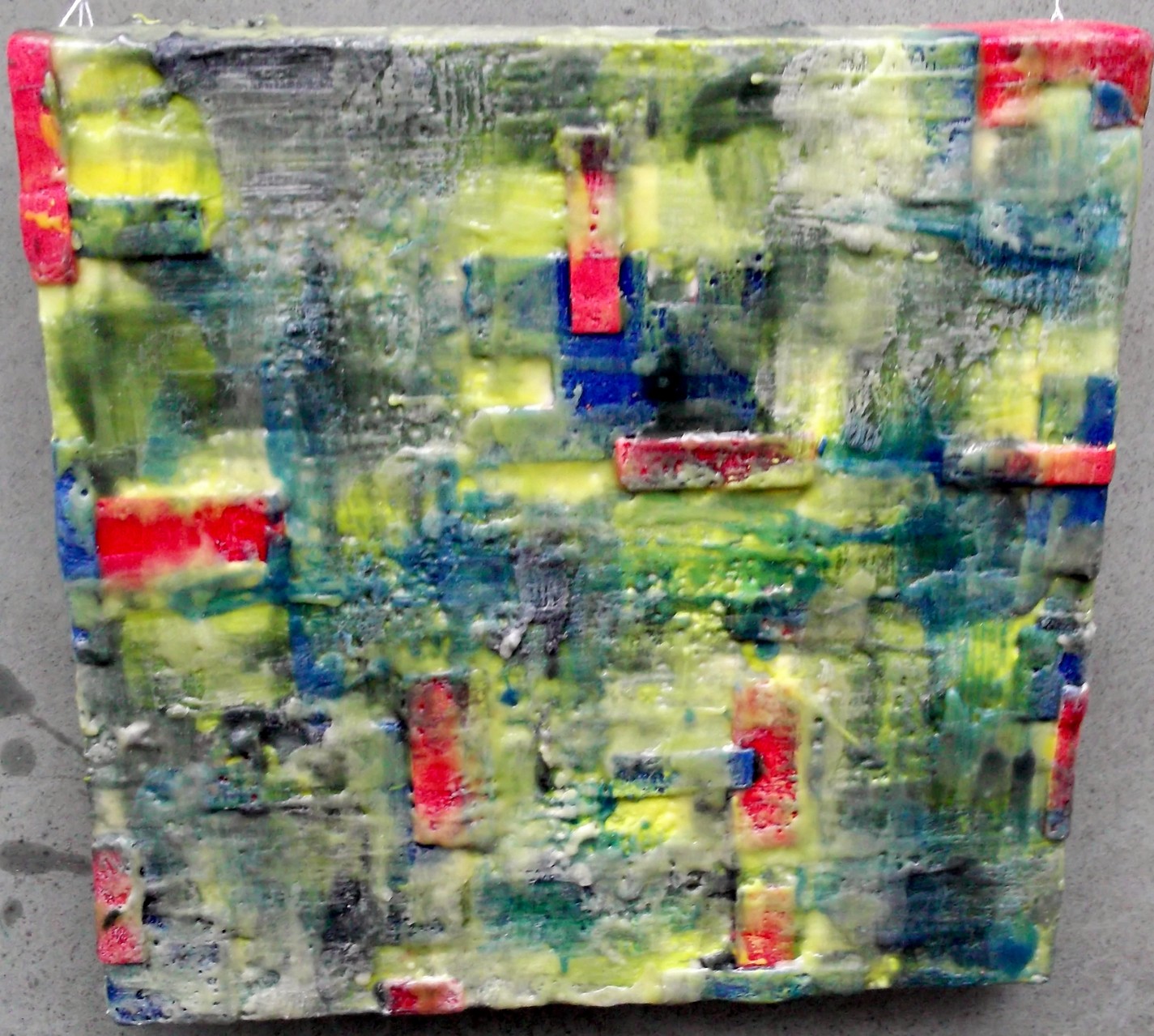 UNDER NATURE SITE ( City on water ) " Venice # 02" 2014 - scented wax stratification on canvas - ( front side) cm 40 x 40 x 5