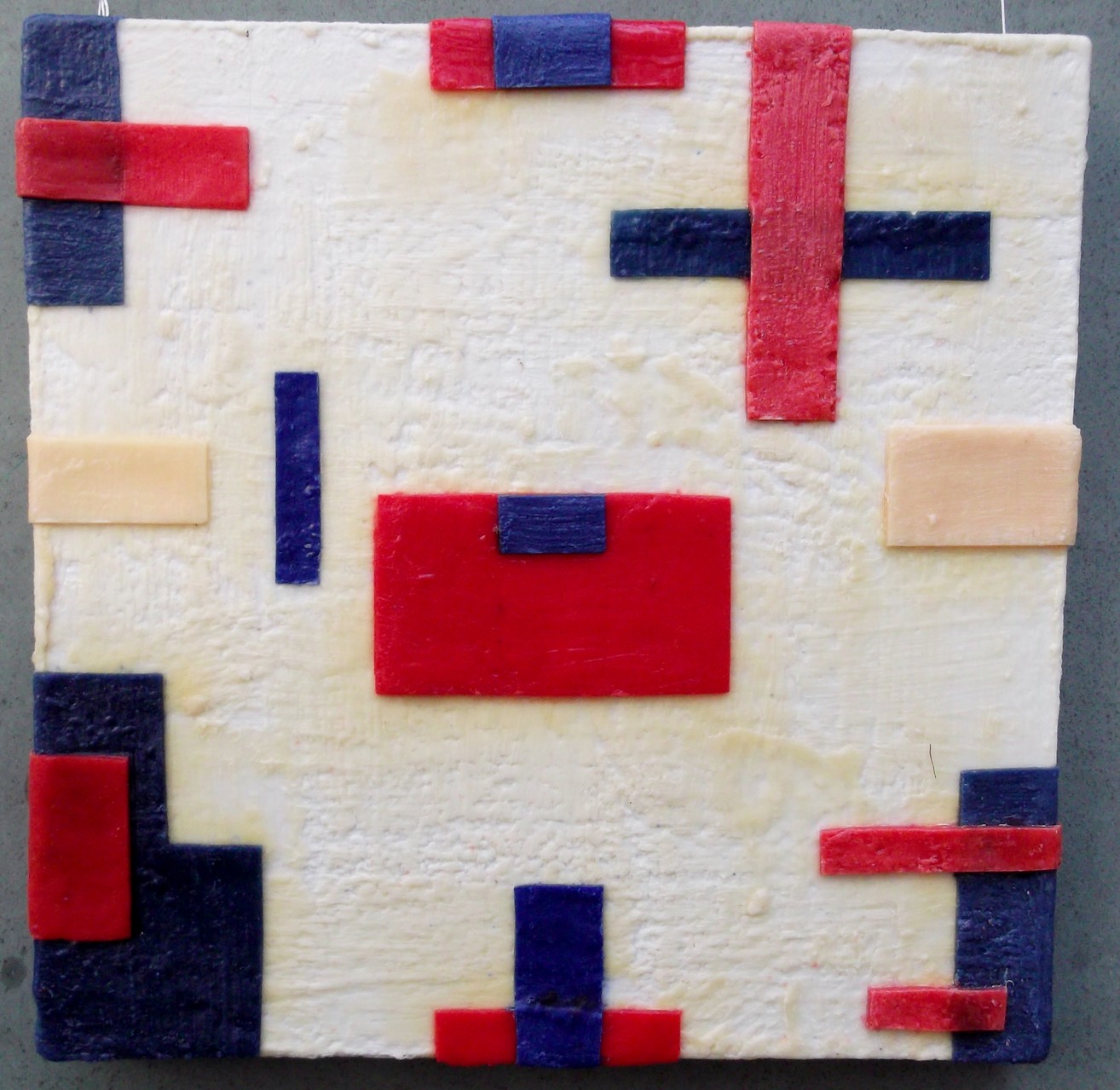 -Urban relief # 06 - 2014 - scented wax stratification on canvas-  ( front side) cm  40 x 40 x 5