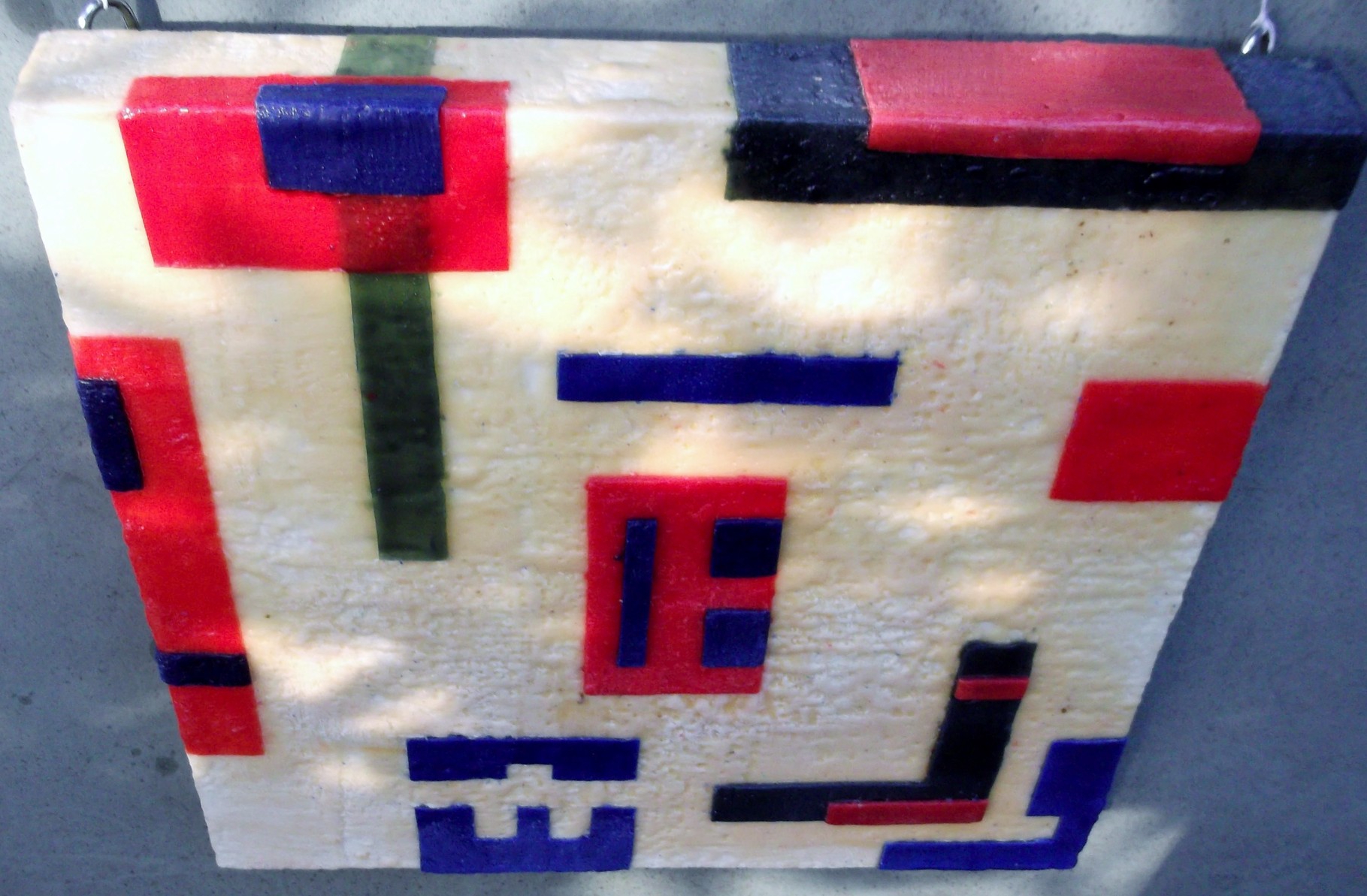 -Urban relief # 07 - 2014 - scented wax stratification on canvas - ( top side) cm  40 x 40 x 5