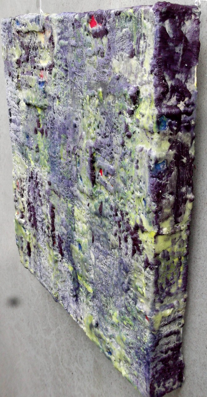 Undercover site # 03 " Ani ( The city of fourthy gates ) " 2014 -scented wax stratification on canvas- ( right side)- cm 40 x 40 x 5