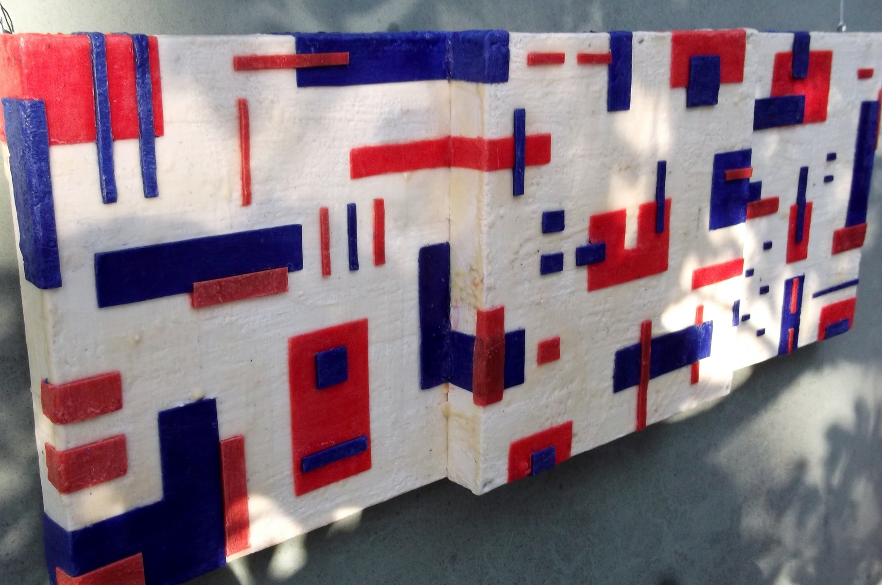 -Urban relief # 09 - 2014 -  scented wax stratification on canvas - ( left side) cm 120 x 40 x 10