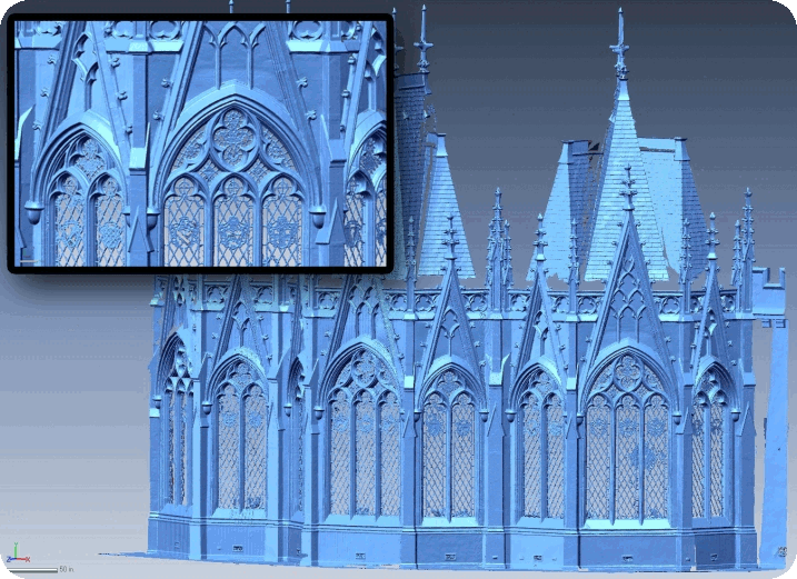 Relevé laser 3D d'une façade historique