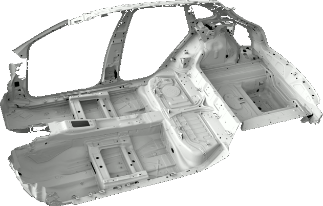 Relevé laser 3D d'un châssis automobile