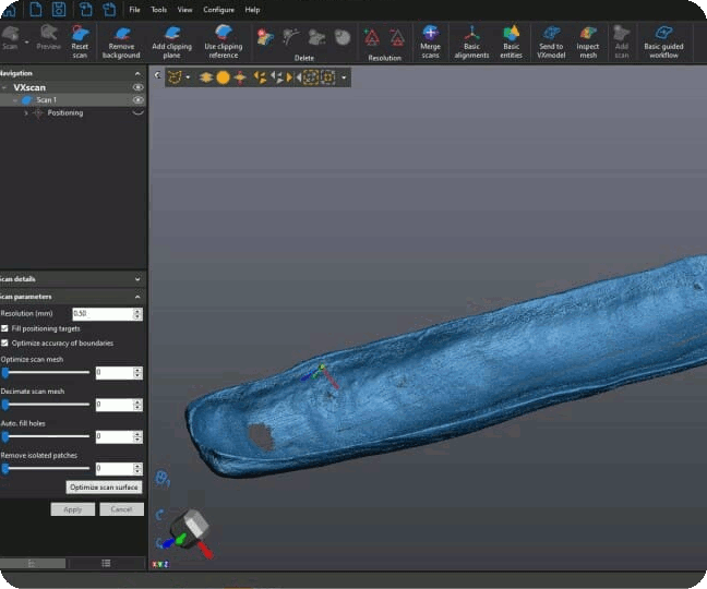 Scan 3D d'une pirogue antique