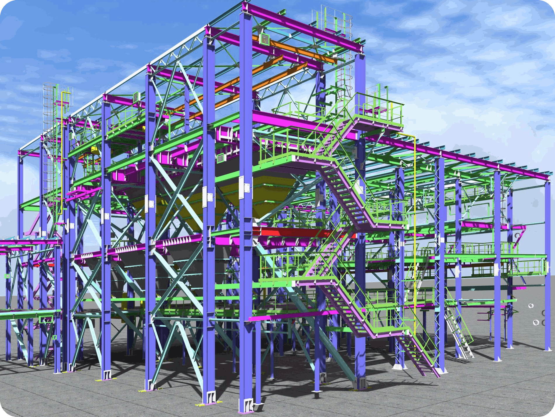 Relevé laser 3D d'un bâtiment à strucuture métallique