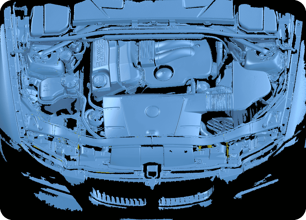 Relevé scanner 3D d'un moteur de véhicule