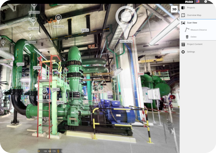 Relevé laser 3D salle des pompes