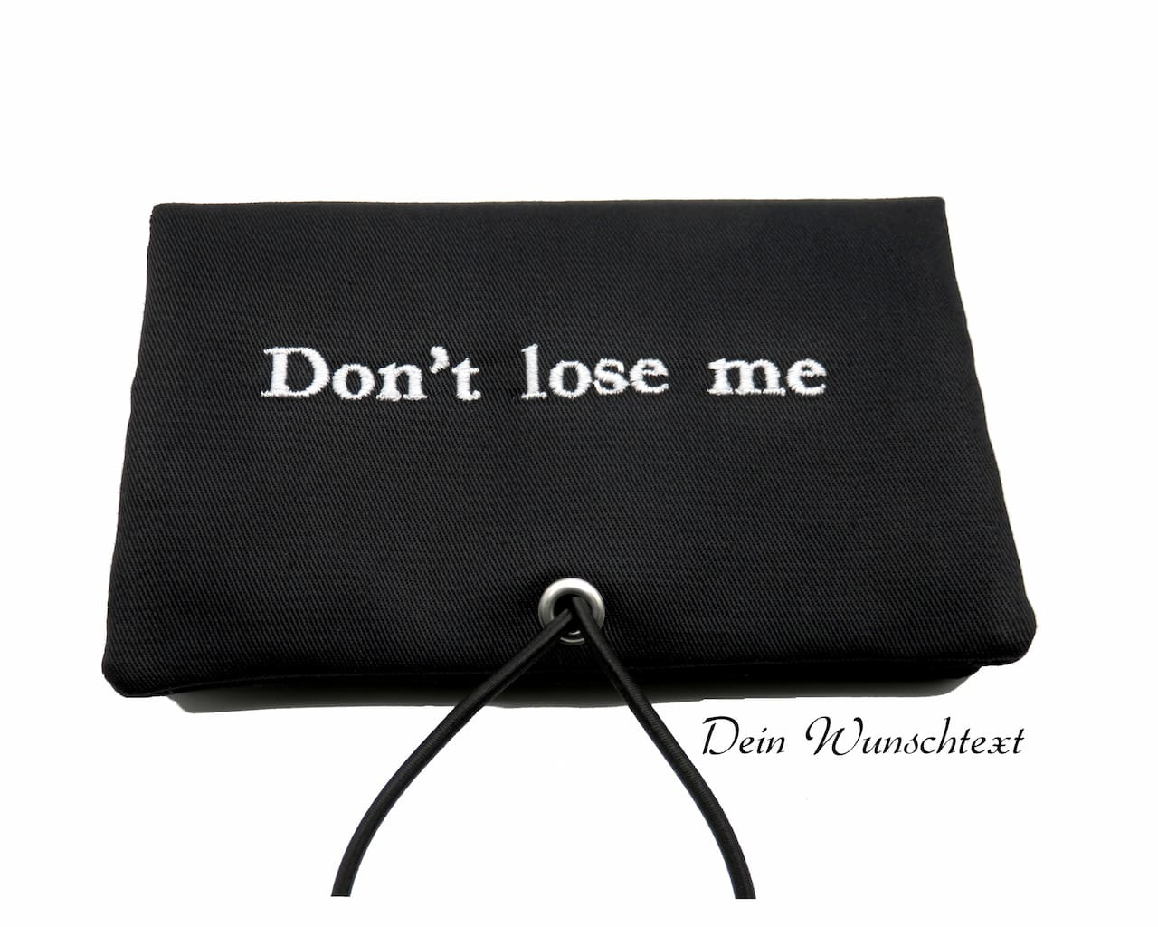 schwarze Tabaktasche und tabakbeutel mit namen bestickt handmade und kompakter, personalisierbarer Tabakbeutel